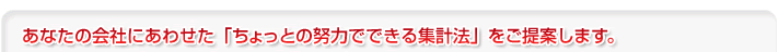 あなたの会社にあわせた「ちょっとの努力でできる集計法」をご提案します。